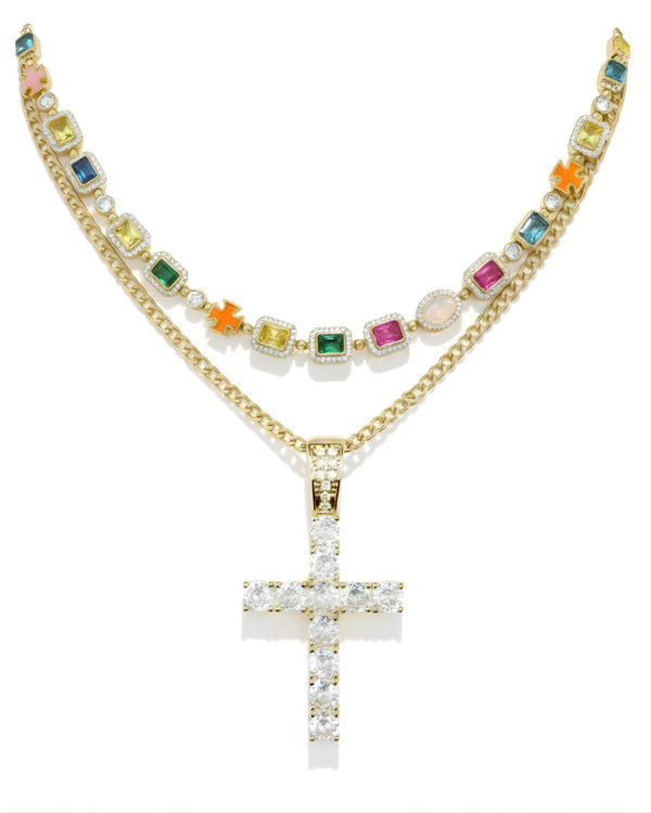 The Gia + Iced Cross Stack (GOLD)