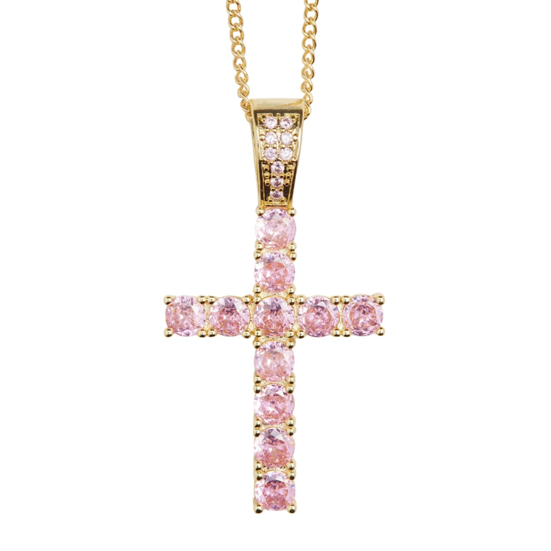The Blush Iced Cross Pendant