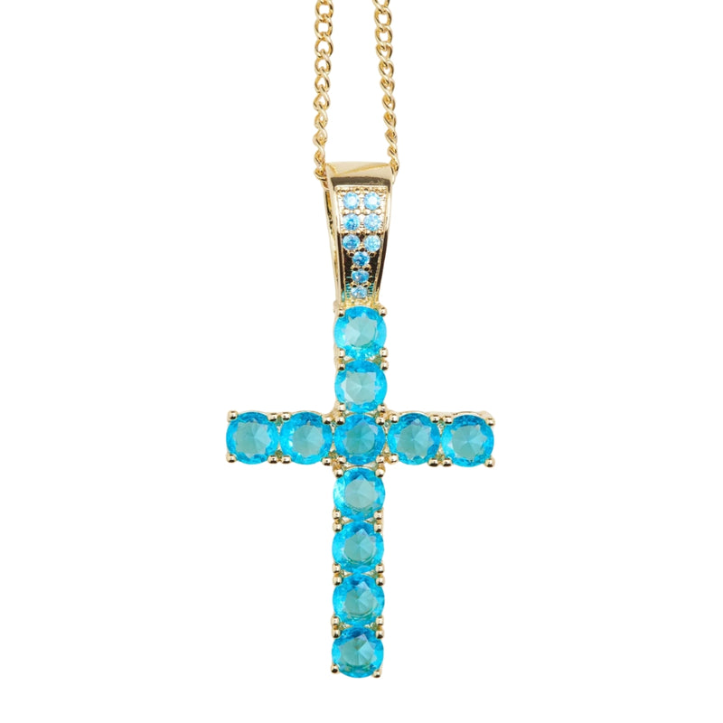 The Cobalt Iced Cross Pendant