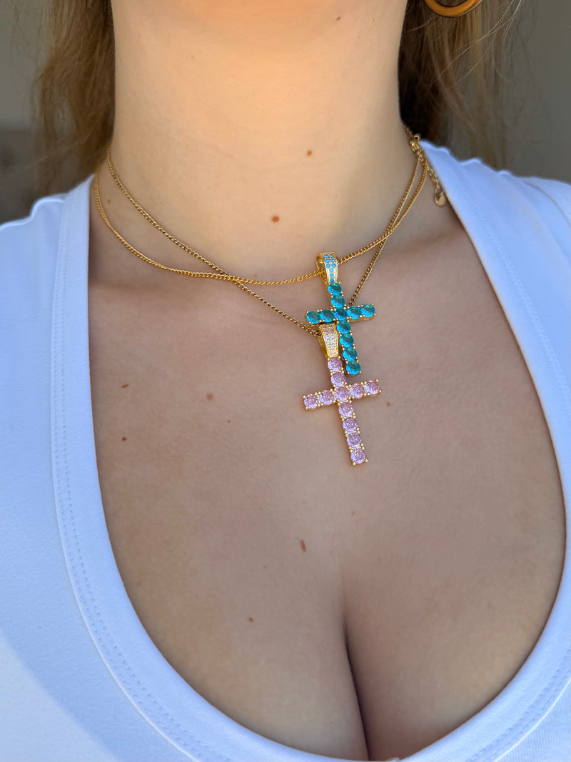Lifestyle image for The Cobalt Iced Cross Pendant
