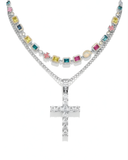 The Gia + Iced Cross Pendant (SILVER)